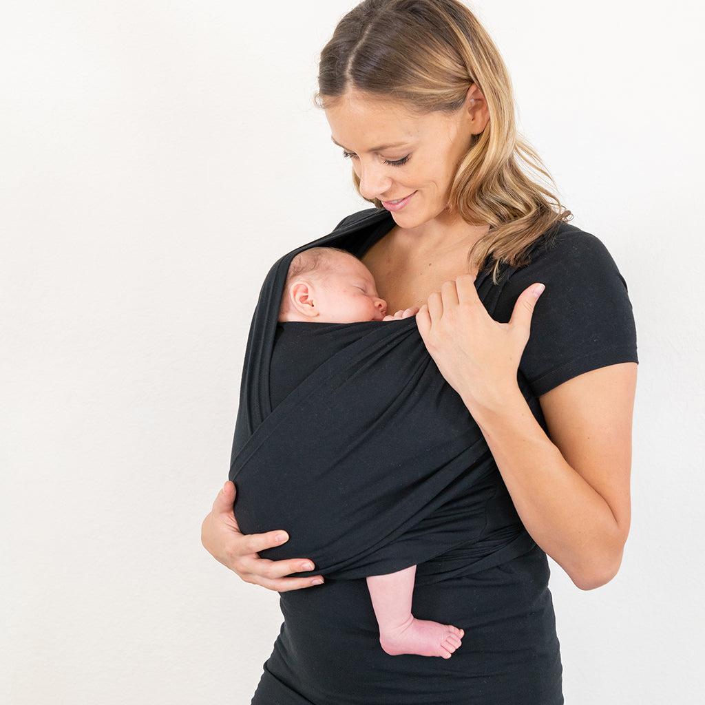 Moby Top mit Stützfunktion und Wickel-T-Shirt Bump & Beyond – Schwarz – Stretch-Wickel – MamaMilla
