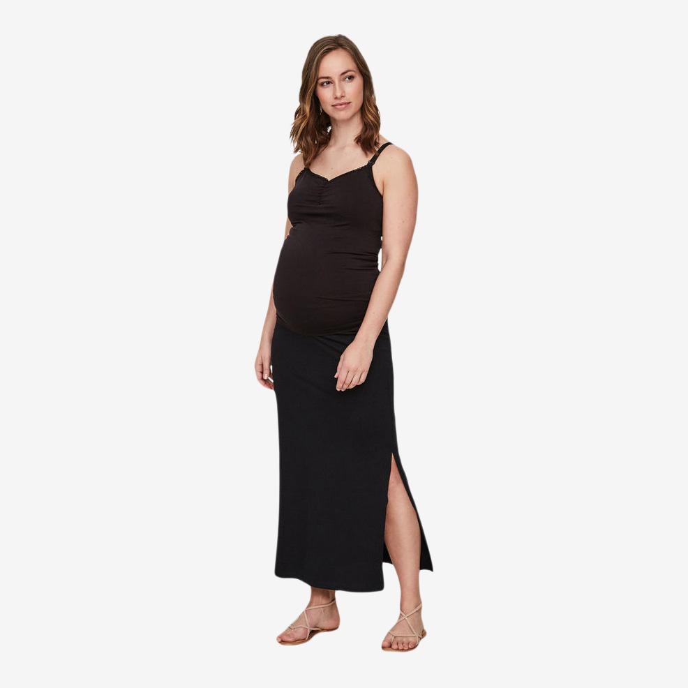 Mamalicious Langer Umstandsrock aus Jersey – Schwarz – Umstandsmode – MamaMilla