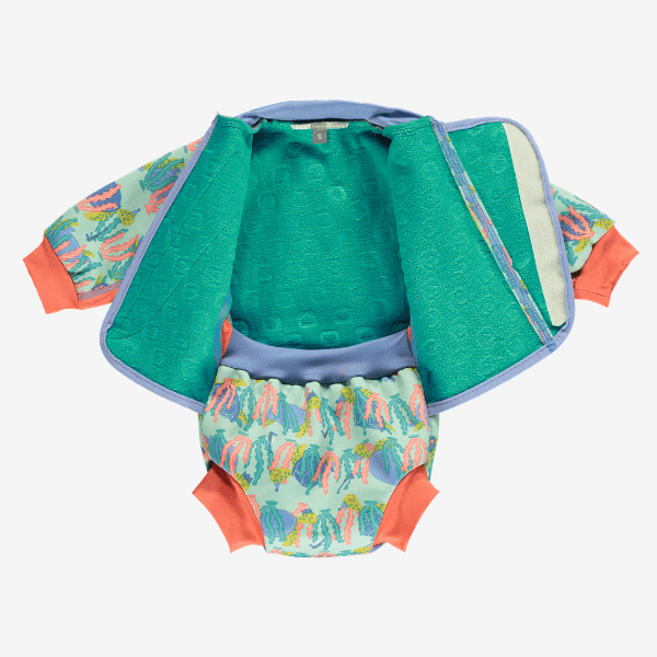 Leicht gefütterter Baby-Badeanzug mit Schwimmwindel – Baby Cozy Suit – Turtles – Bademode – MamaMilla
