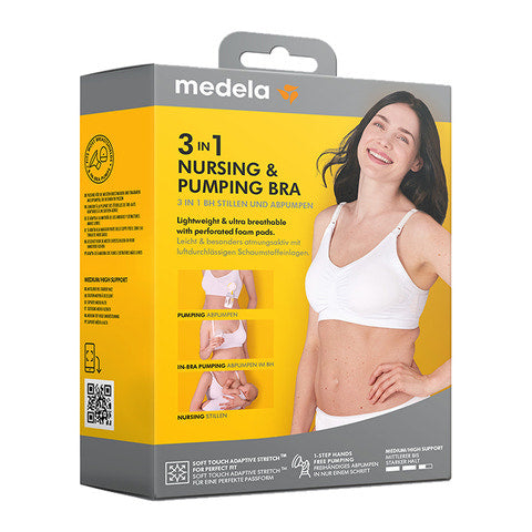 Medela Komfortabler 3-in-1 Still- und Pump-BH, Schwarz, Gr. L