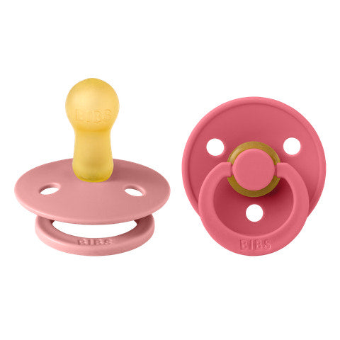 BIBS Colour anatomische speen maat 2, latex – Oudroze/Koraal (2-pack)