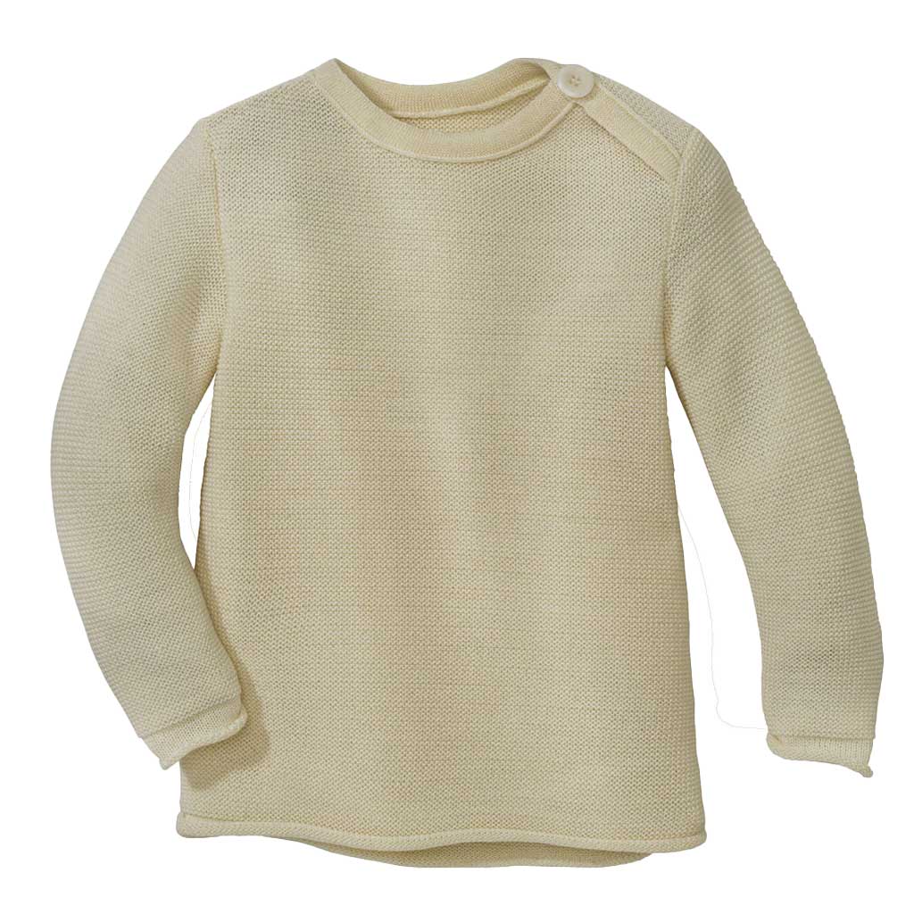 Gestrickter Babypullover aus Merinowolle – Natur – Disana Bio-Babykleidung