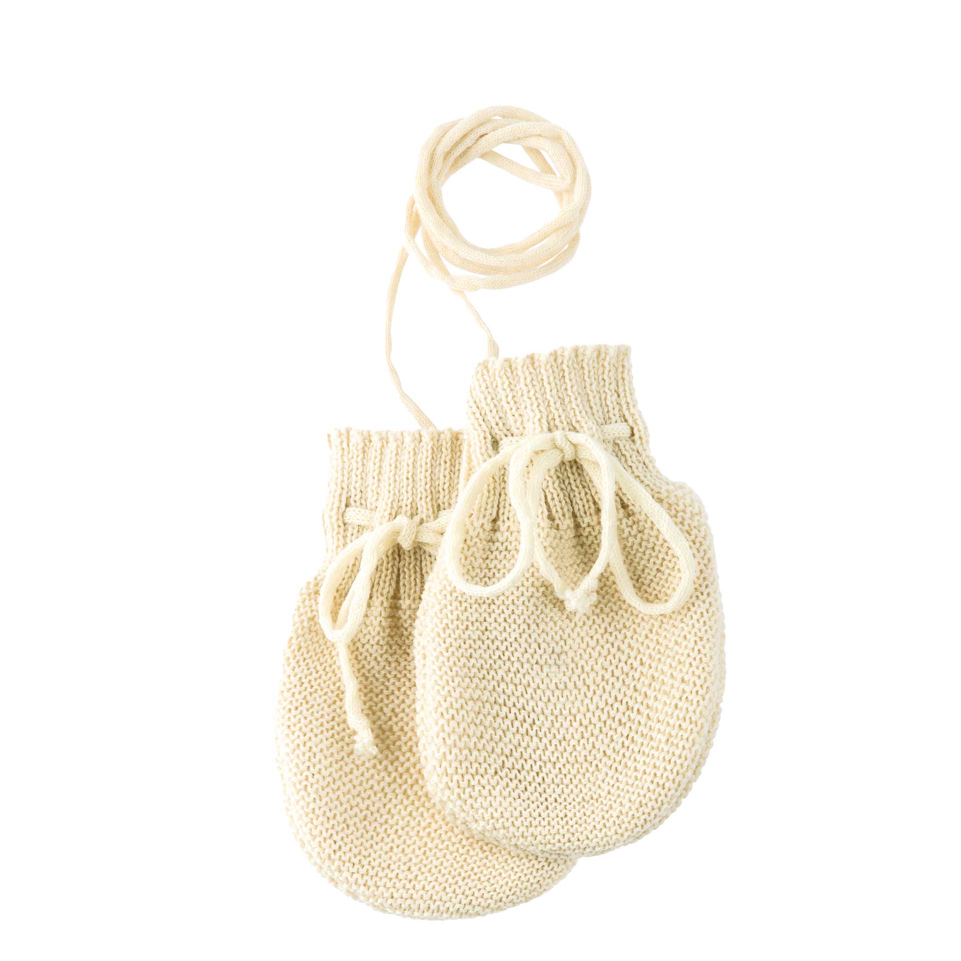 Gestrickte Fäustlinge für Babys aus Merinowolle – Natur – Disana Bio-Babykleidung