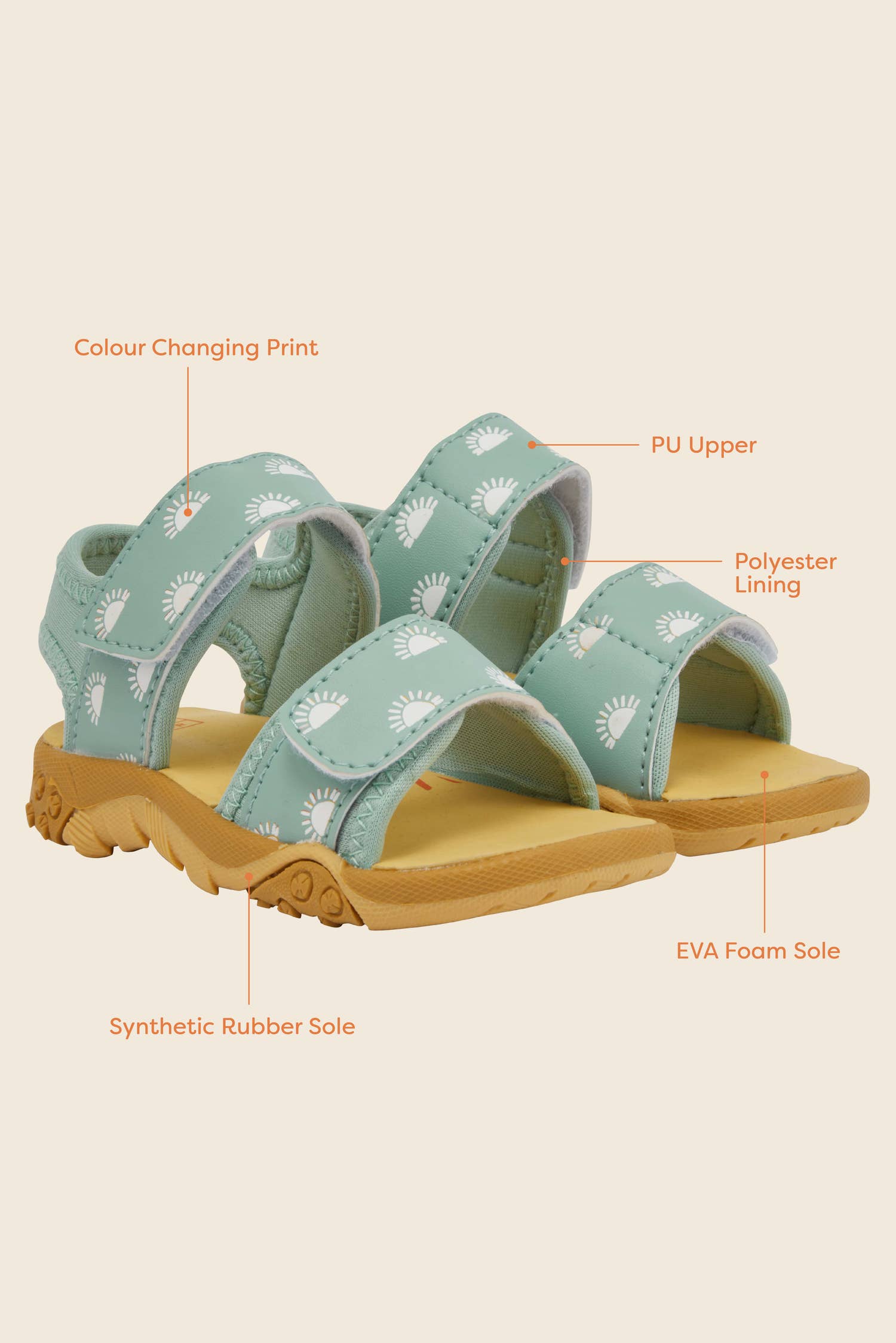 Grass &amp; Air pistacie sandaler farveskift