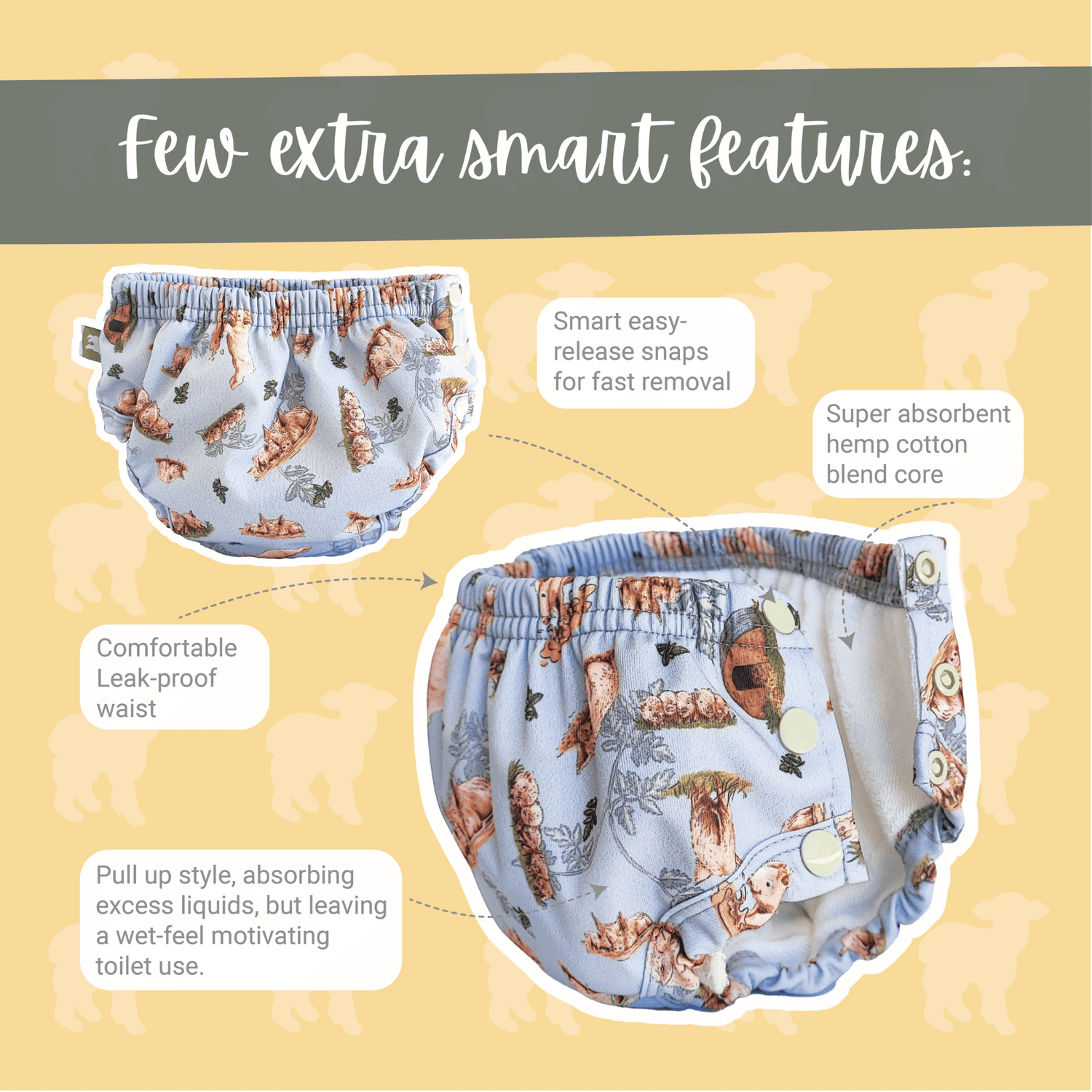 Little Lamb Wasserdichte Unterhose (Trainingshose) – Blush – Wasserdichte Unterhose – MamaMilla
