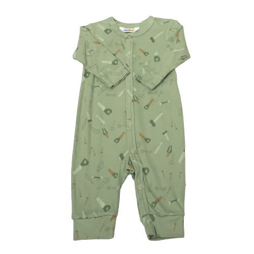 Joha nachtjapon in bamboe - Oudgroen met gereedschap - Nachtkleding - MamaMilla