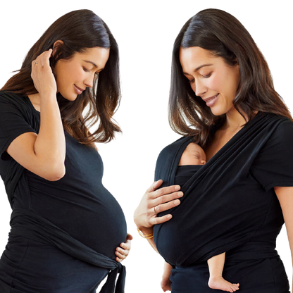 Moby Top met ondersteuning en Wrap t-shirt Bump &amp; Beyond - Zwart - Stretch wrap - MamaMilla