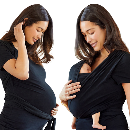 Moby Top met ondersteuning en Wrap t-shirt Bump &amp; Beyond - Zwart - Stretch wrap - MamaMilla