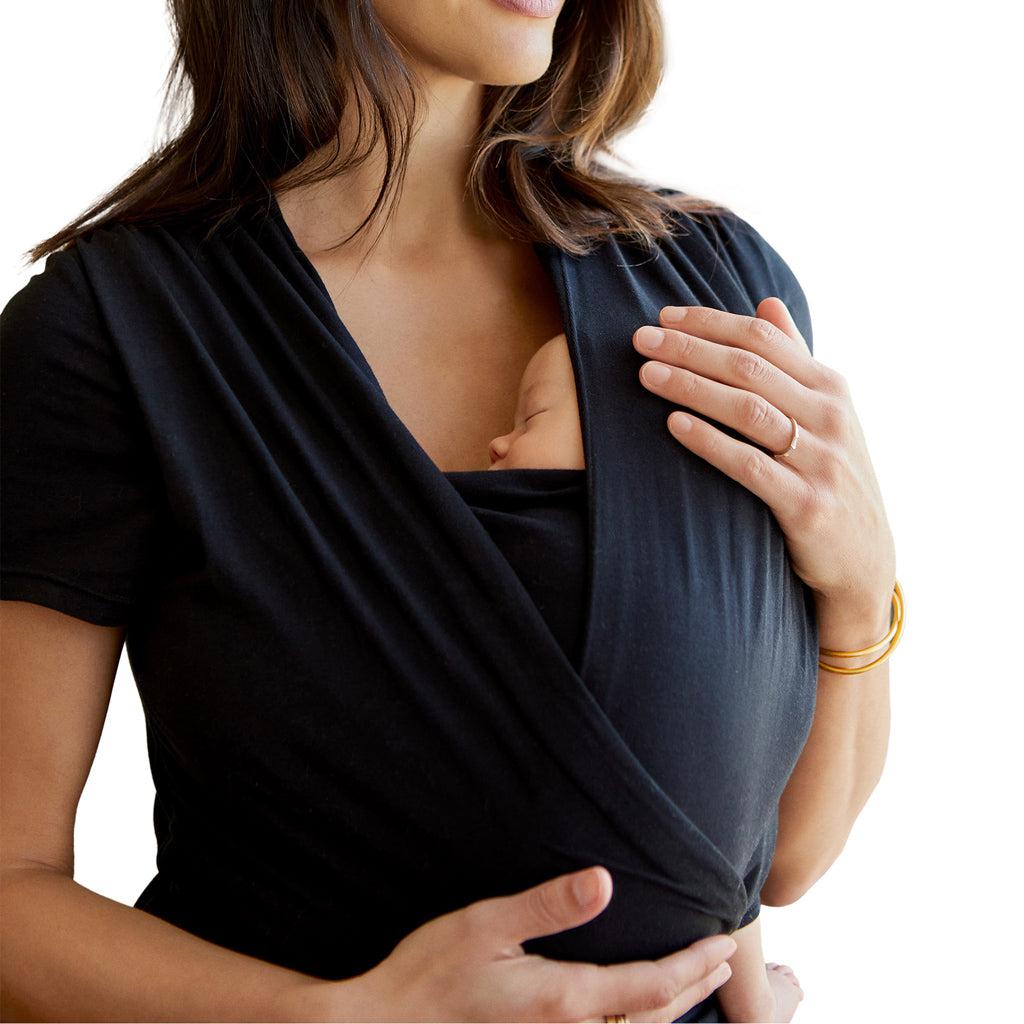 Moby Top met ondersteuning en Wrap t-shirt Bump &amp; Beyond - Zwart - Stretch wrap - MamaMilla