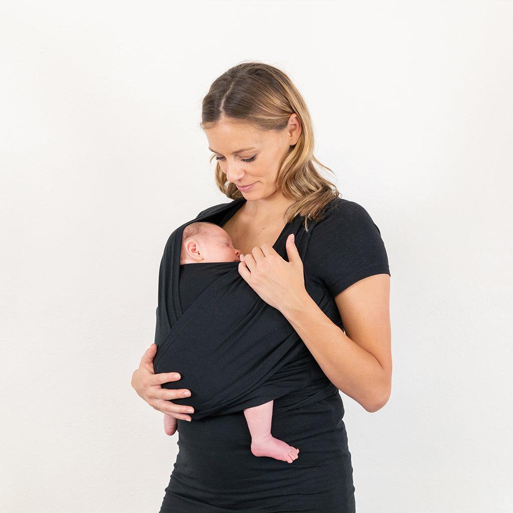 Moby Top met ondersteuning en Wrap t-shirt Bump &amp; Beyond - Zwart - Stretch wrap - MamaMilla