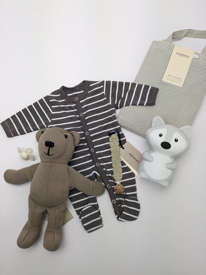 Joha katoenen nachtjapon met voetjes - Strepen - Beige/crème - Nachtkleding - MamaMilla