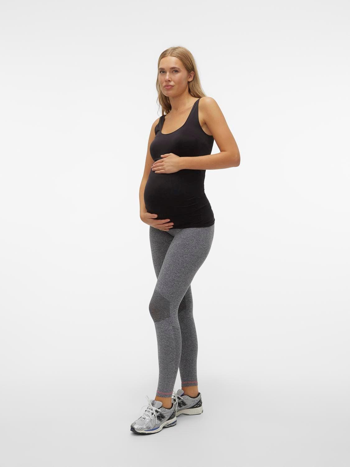 Mamalicious Schwangerschafts-Trainingsleggings – Grau meliert – Umstandsmode – MamaMilla