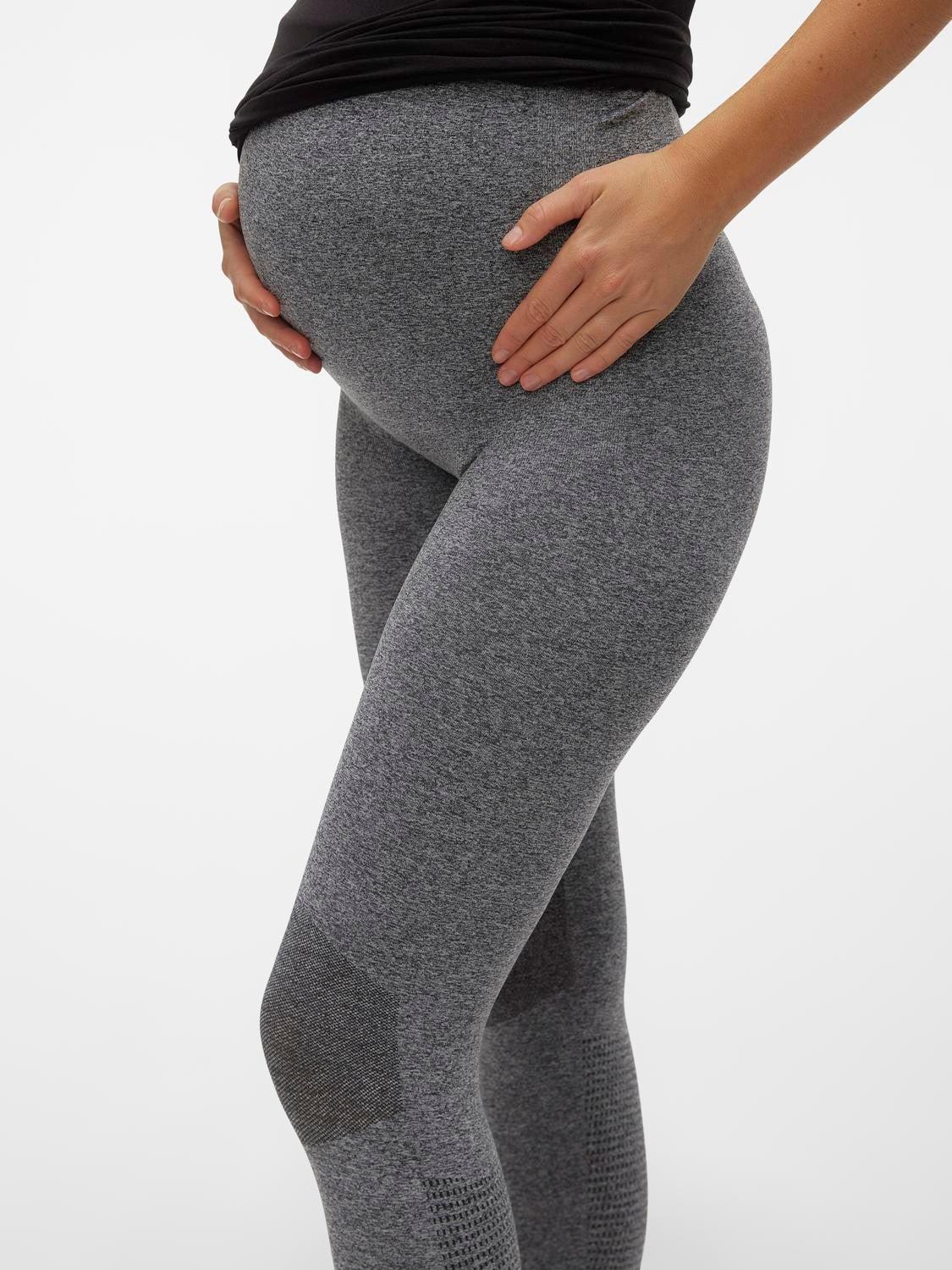 Mamalicious Schwangerschafts-Trainingsleggings – Grau meliert – Umstandsmode – MamaMilla