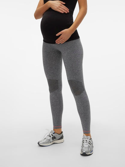Mamalicious Schwangerschafts-Trainingsleggings – Grau meliert – Umstandsmode – MamaMilla