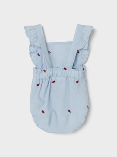 Name it Strampler mit Stickerei – Ferilla – Marienkäfer – Chambray-Blau – Overall – MamaMilla