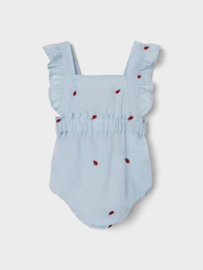 Name it Strampler mit Stickerei – Ferilla – Marienkäfer – Chambray-Blau – Overall – MamaMilla
