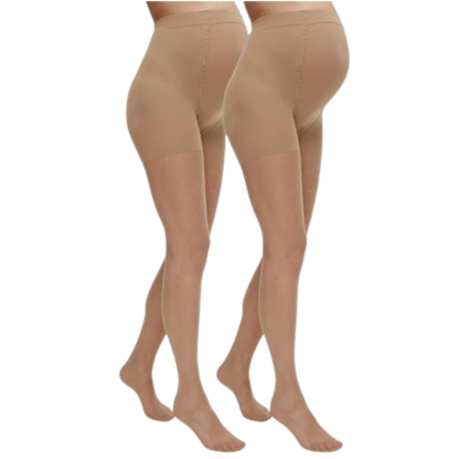 Mamalicious Stützende Nylonstrümpfe (30 den) 2er-Pack – Sabrina – Hellbraun – Umstandsmode – MamaMilla