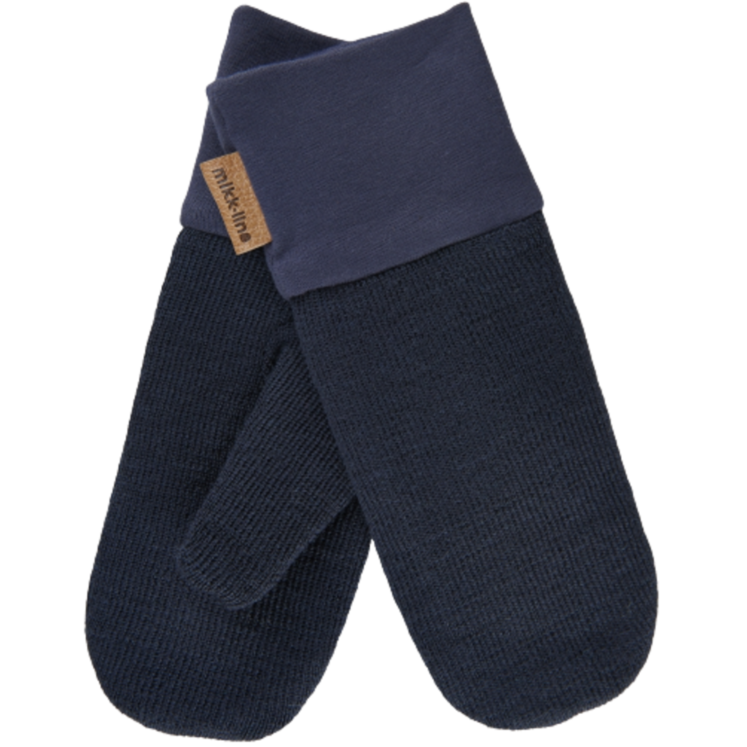 Mikk-Line Strickfäustlinge Wolle/Baumwolle – Dark Navy – Fäustlinge – MamaMilla