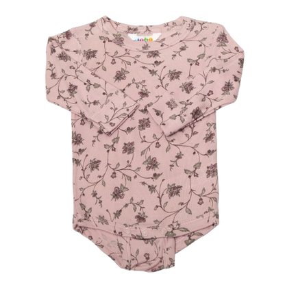 Joha body met lange mouwen in bamboe - Oudroze met bloemen - Body - MamaMilla