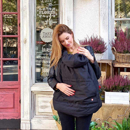 Wombat &amp; Co. Wintertragebezug für Babytrage und Pucktuch – Anthrazitschwarz/Grau – Tragebezug – MamaMilla