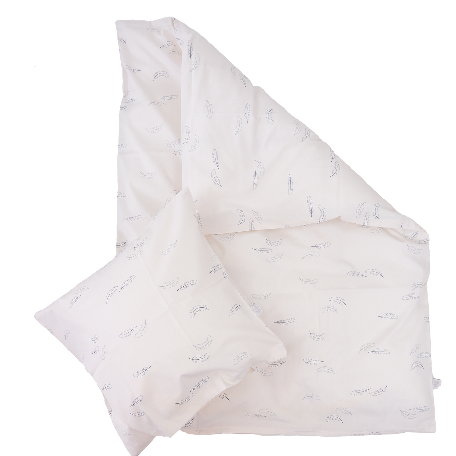 MamaMilla Junior-Bettwäsche aus Bio-Baumwolle – Blaue Federn – Junior-Bettwäsche – MamaMilla