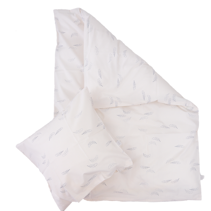 MamaMilla Junior-Bettwäsche aus Bio-Baumwolle – Blaue Federn – Junior-Bettwäsche – MamaMilla