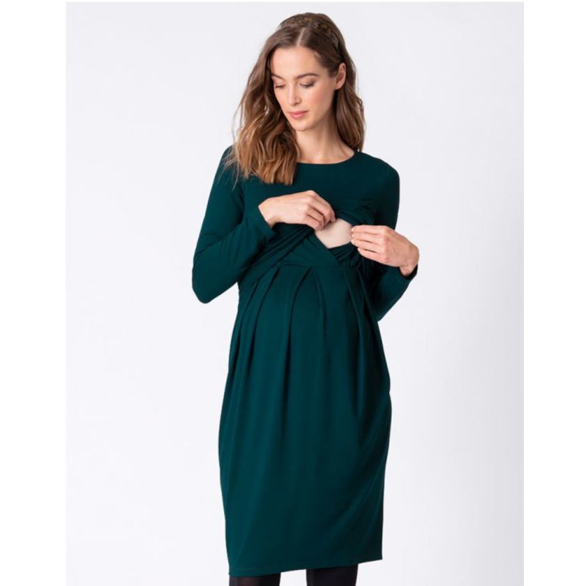 Seraphine Umstandskleid mit langen Ärmeln – Peachey – Emerald – Stillkleidung – MamaMilla