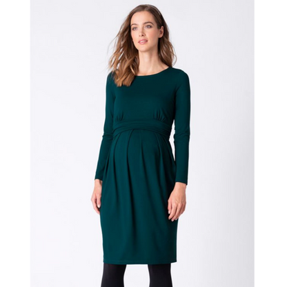 Seraphine Umstandskleid mit langen Ärmeln – Peachey – Emerald – Stillkleidung – MamaMilla