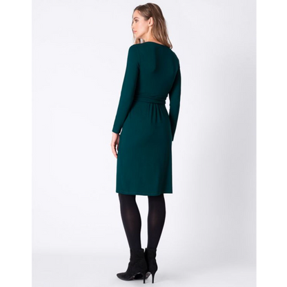 Seraphine Umstandskleid mit langen Ärmeln – Peachey – Emerald – Stillkleidung – MamaMilla